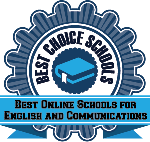 Best Online Schools for English and Communications badge