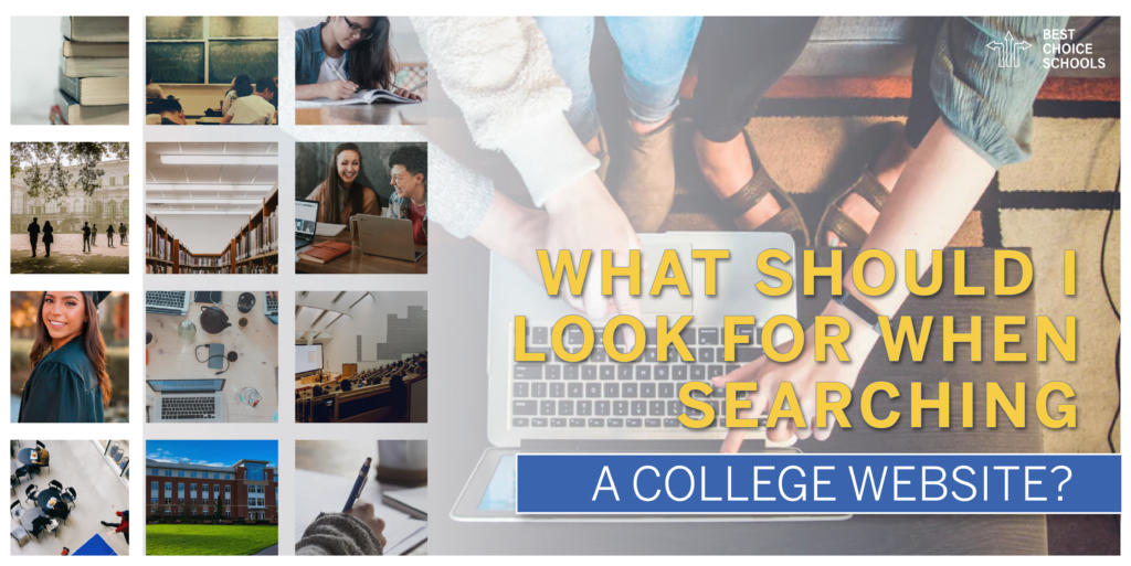 what to look for when searching a college website